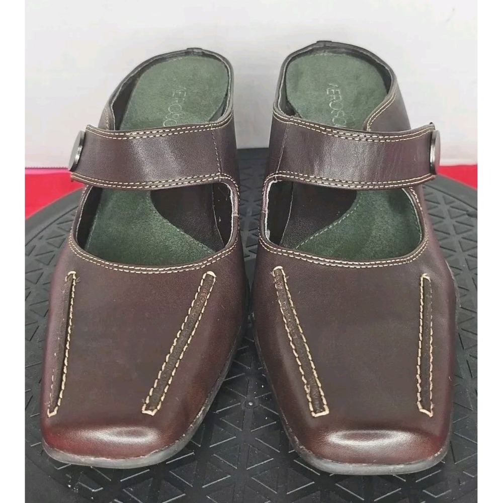Women's Aerosoles Sugar‎ Snap Brown Leather 7M Shoes Slides Mules